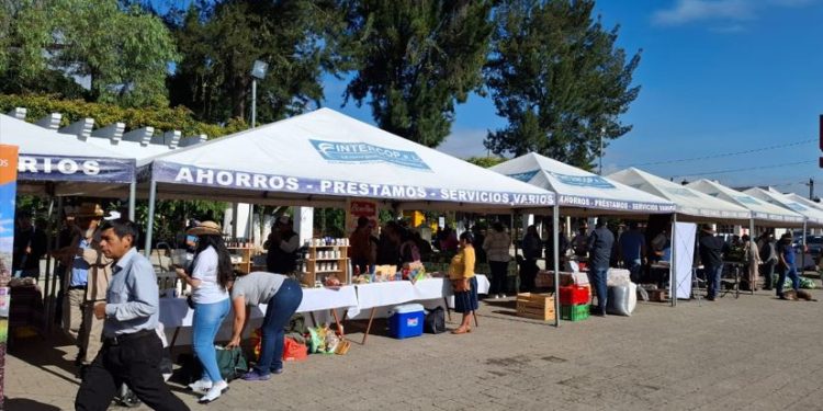 Chimaltecos acuden a la Feria del Agricultor en la Plaza Cívica
