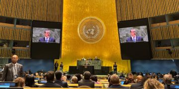 Presidente Bernardo Arévalo en su disertación ante la Asamblea General de la ONU.