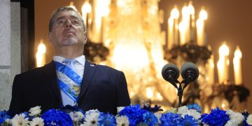 El presidente Bernardo Arévalo brindó un emotivo discurso desde el Palacio Nacional de la Cultura. /Foto: Gilber García.