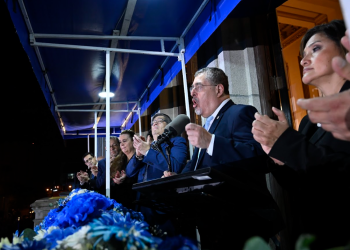 El presidente Bernardo Arévalo brindó un emotivo discurso desde el Palacio Nacional de la Cultura.