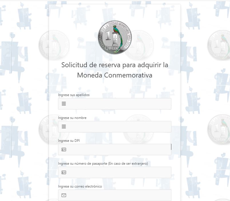 APP para reservar la moneda conmemorativa de un quetzal