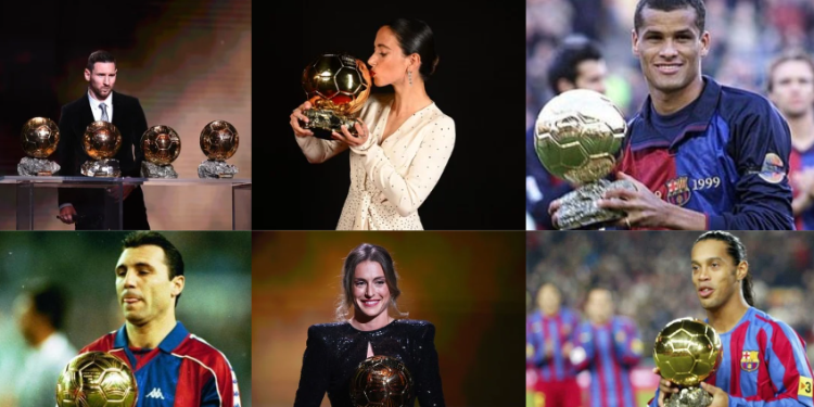 Ganadores del Balón de Oro con el Barcelona. // Foto: Ballon d'Or, ABC, Marca, Sporting News, Mundo Deportivo, El Mundo.