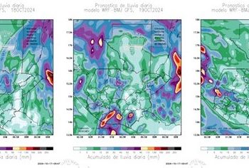Insivumeh prevé el aumento de lluvias para el sábado 19 de octubre en el territorio nacional debido al incremento de humedad. / Foto: Insivumeh.