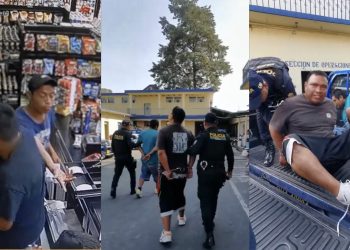 Hombres capturados en zona 5 capitalina. /Foto: PNC.