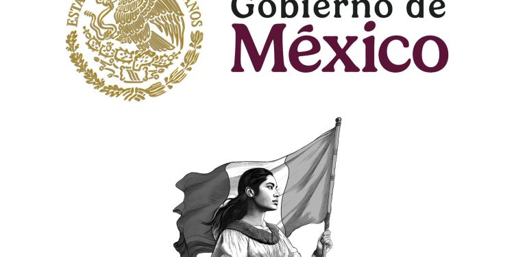 El nuevo emblema del gobierno de México muestra una mujer indígena con una bandera mexicana.