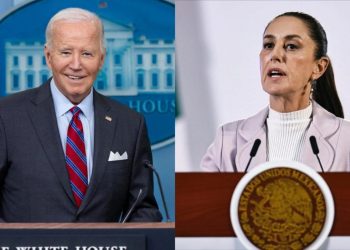 Joe Biden (izquierda) dialogó con Claudia Sheinbaum (derecha). / Foto: EFE.