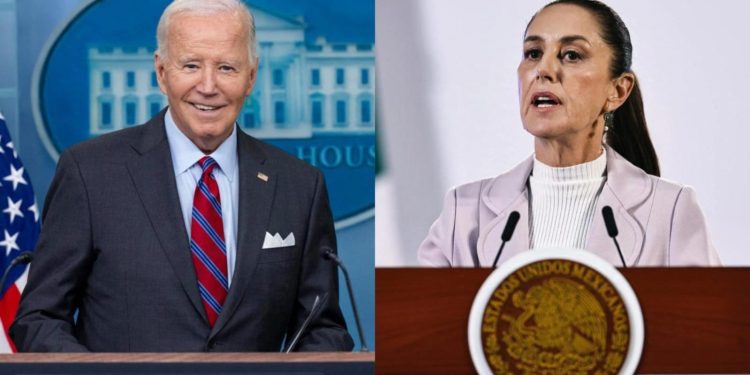 Joe Biden (izquierda) dialogó con Claudia Sheinbaum (derecha). / Foto: EFE.