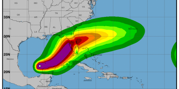 Pronóstico de la trayectoria del huracán Milton. / Foto: NOAA.