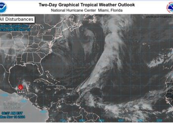 La foto camptada por satélite muestra que de la depresión tropical solo queda nubosidad.