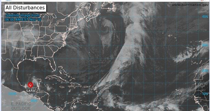 La foto camptada por satélite muestra que de la depresión tropical solo queda nubosidad.