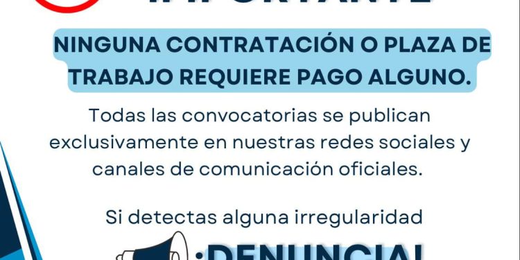¡Alerta!, ninguna plaza o trámite en Infom requiere pago. Si detecta irregularidades, denúncielas