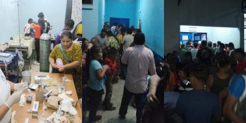 Instituciones y vecinos se movilizan por la emergencia de Santa María Cahabón. / Fotos: Conred.