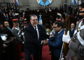 Presidente Arévalo en la presentación de su Primer Informe de Gobierno. / Foto: Gobierno de Guatemala.