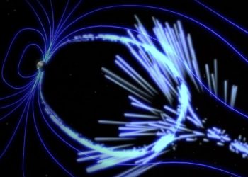 Detectan ondas de coro procedentes de un lugar inesperado en el espacio. Representación de ondas de coro al impactar en la Tierra. /Foto: NASA