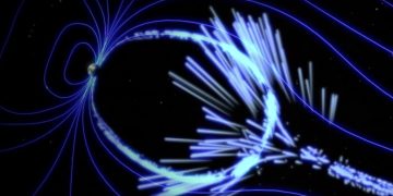 Detectan ondas de coro procedentes de un lugar inesperado en el espacio. Representación de ondas de coro al impactar en la Tierra. /Foto: NASA