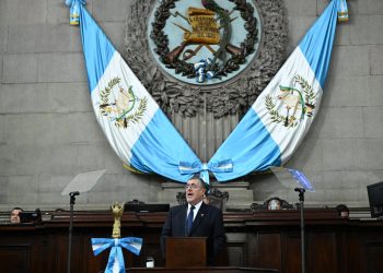 El presidente Bernardo Arévalo presenta su primer informe de gobierno ante el Congreso de la República. /Foto: Byron de la Cruz.