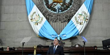 El presidente Bernardo Arévalo presenta su primer informe de gobierno ante el Congreso de la República. /Foto: Byron de la Cruz.