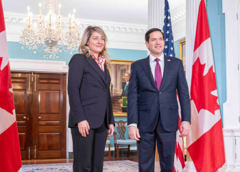 Mélanie Joly, ministra de Exteriores de Canadá, junto a Marco Rubio, secretario de Estado de los EE. UU.. / Foto: @melaniejoly.