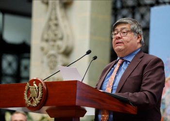 Ministro de Gobernación, Francisco Jiménez, participó esta mañana la primer conferencia de prensa del año 2025 en la que destacó los los logros en seguridad. / Foto: Alex Jacinto