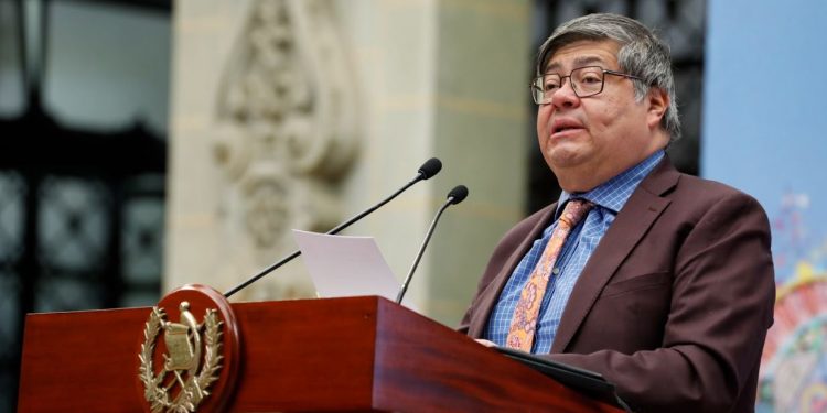 Ministro de Gobernación, Francisco Jiménez, participó esta mañana la primer conferencia de prensa del año 2025 en la que destacó los los logros en seguridad. / Foto: Alex Jacinto