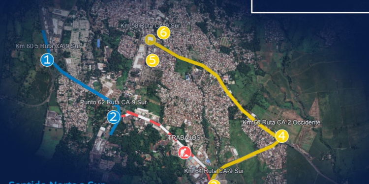 Rutas alternas por trabajos en autopista a Puerto Quetzal. / Foto: Provial.
