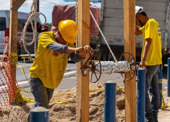 Trabajos en colector de Villa Nueva, sobre la ruta al Pacífico. / Foto: CIV.