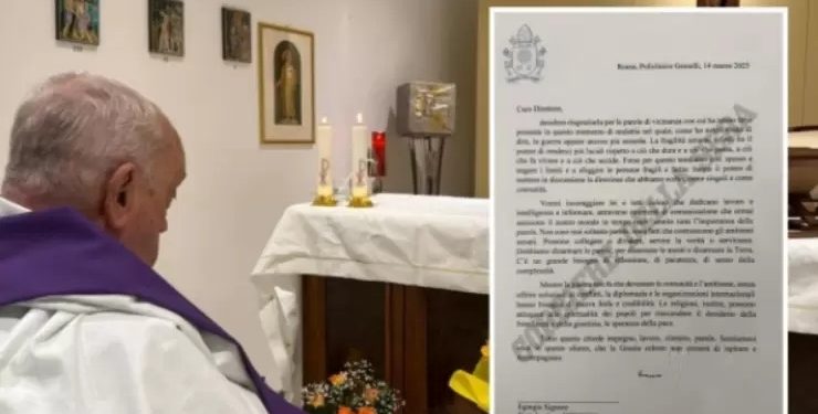 La imagen muestra la primera foto que se conoce del Papa y la carta que envió al diario Corriere della Sera'