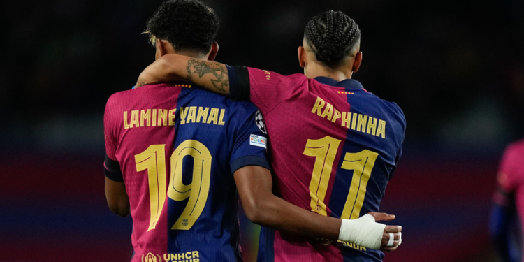 Barcelona avanza a cuartos de final de la Champions con exhibición de Lamine Yamal y Raphinha