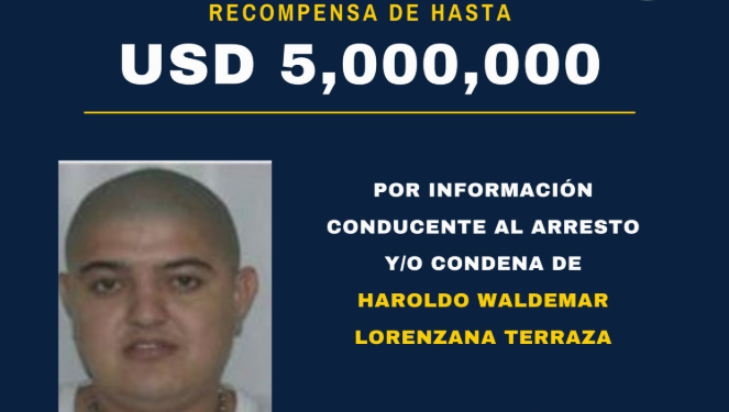 Haroldo Waldemar Lorenzana Terraza, conocido como Haroldito, señalado de liderar una organización de narcotráfico con nexos internacionales. / Foto: EE.UU.