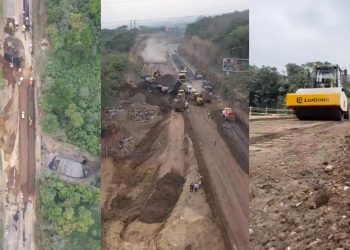 Avanzan trabajos en el km 44 de la autopista Palín-Escuintla. / Foto: CIV.