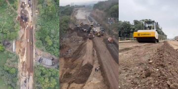 Avanzan trabajos en el km 44 de la autopista Palín-Escuintla. / Foto: CIV.