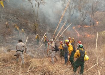 Conred intensifica los trabajos de liquidación de un incendio en Sacapulas, Quiché. (Foto: PNC)