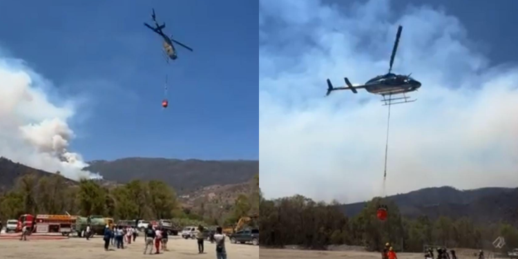Incendio en Sacapulas, Quiché, se combate con helicópteros y por tierra