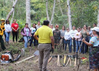 Mujeres participan en taller sobre técnicas para el control de incendios forestales en Petén