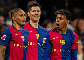 Yamal, Lewy y Raphinha guían al Barcelona a semifinales de la Champions League