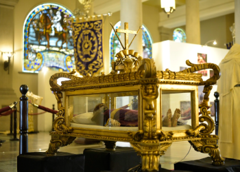 Pieza en exhibición en Las Formas y los Días en el Palacio Nacional de la Cultura por la Semana Santa. / Foto: Gobierno de Guatemala.
