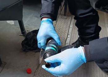 Descartan amenaza de bomba en bus de Mixco. / Foto: PNC.