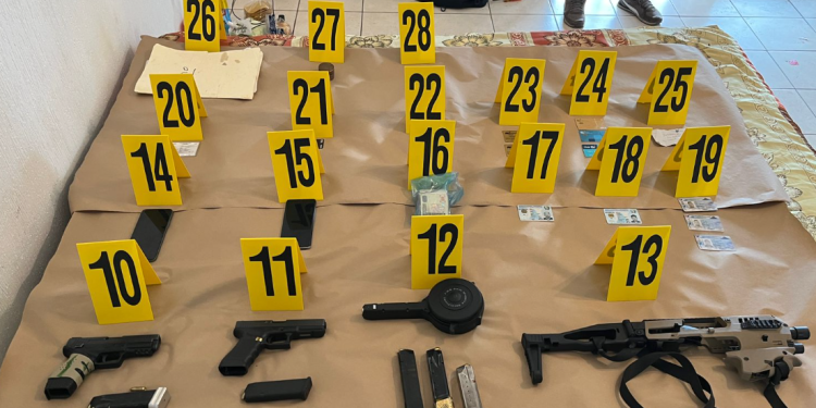 PNC ejecutó allanamiento en San José Pinula./Foto: PNC.