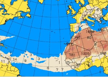 El Insivume informó sobre el ingreso este jueves de una masa de polvo del Sahara al país.