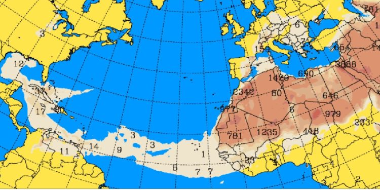 El Insivume informó sobre el ingreso este jueves de una masa de polvo del Sahara al país.