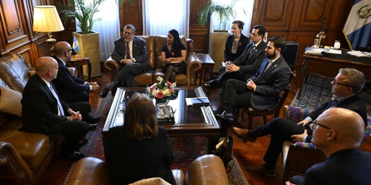 Presidente Arévalo se reunió con representantes de la Misión de Observación Electoral de la Unión Europea. / Foto: Byron de la Cruz