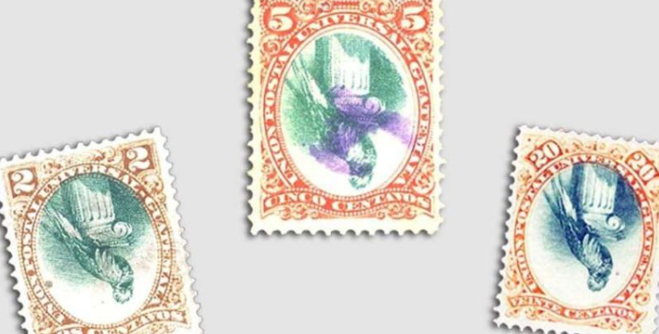 Sello del "quetzal invertido", un ícono filatélico./Foto: CIV.