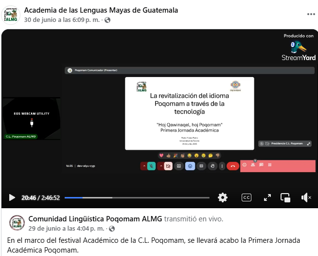 primera jornada académica del idioma Poqoman