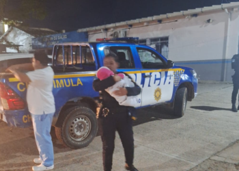 Tras una búsqueda minuciosa, encontraron a una bebé de aproximadamente un año, sola y expuesta entre el follaje. / Foto: PNC