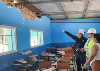 Centros educativos en Amatitlán sufrieron daños estructurales. / Foto: CIV.