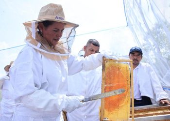 Ministra de Agricultura en su visita a proyectos que impulsa la institución en Purulhá. / Foto: MAGA.