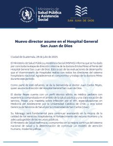 Comunicado del Ministerio de Salud Pública y Asistencia Social. / Foto: MSPAS.
