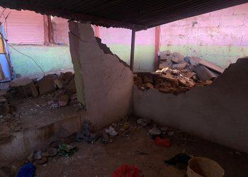 Vivienda del sector El Manantial, aldea Agua de La Mina, Amatitlán, dañada por la secuencia sísmica. / Foto: Conred.