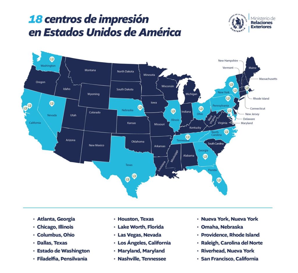 Centros de emisión de pasaportes en EEUU.