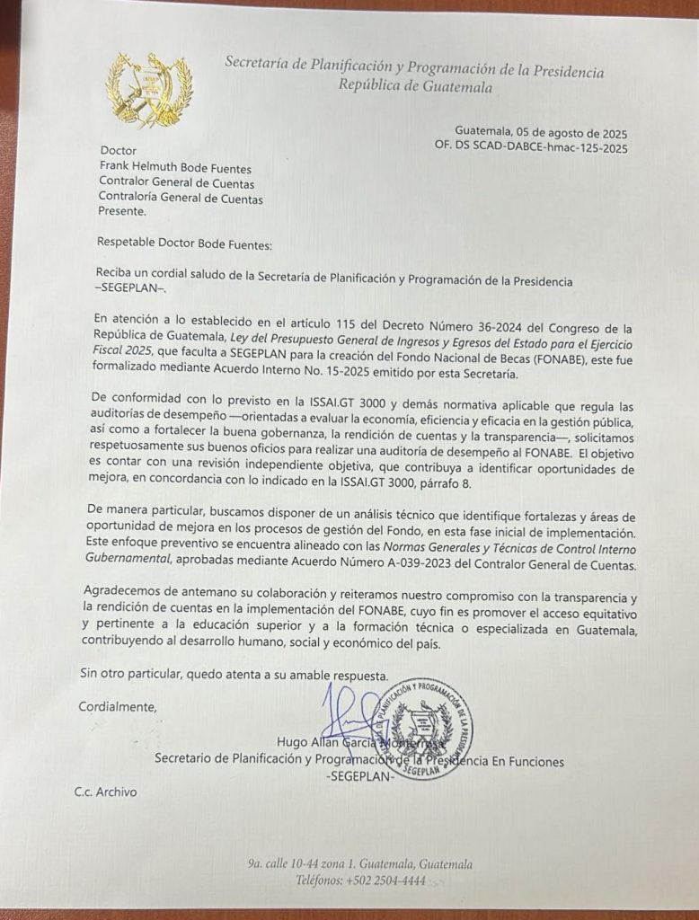Solicitud a la Contraloría General de Cuentas